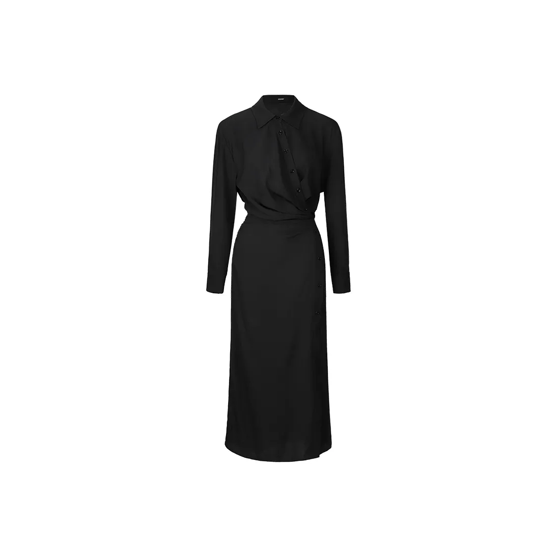 BSEVENI Long Sleeved Dress Women's Black