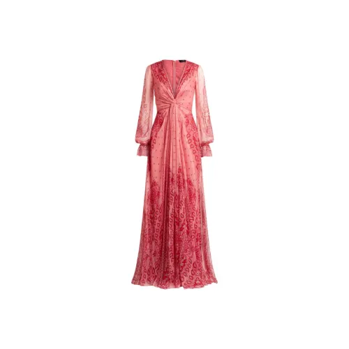 ETRO Розовые Женские Длинные Платья с Рукавами