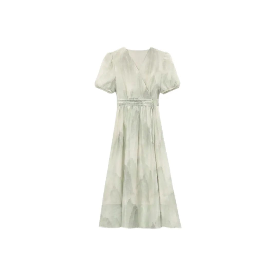 ABBY GODDESS Короткое платье с короткими рукавами женское светло-зеленое