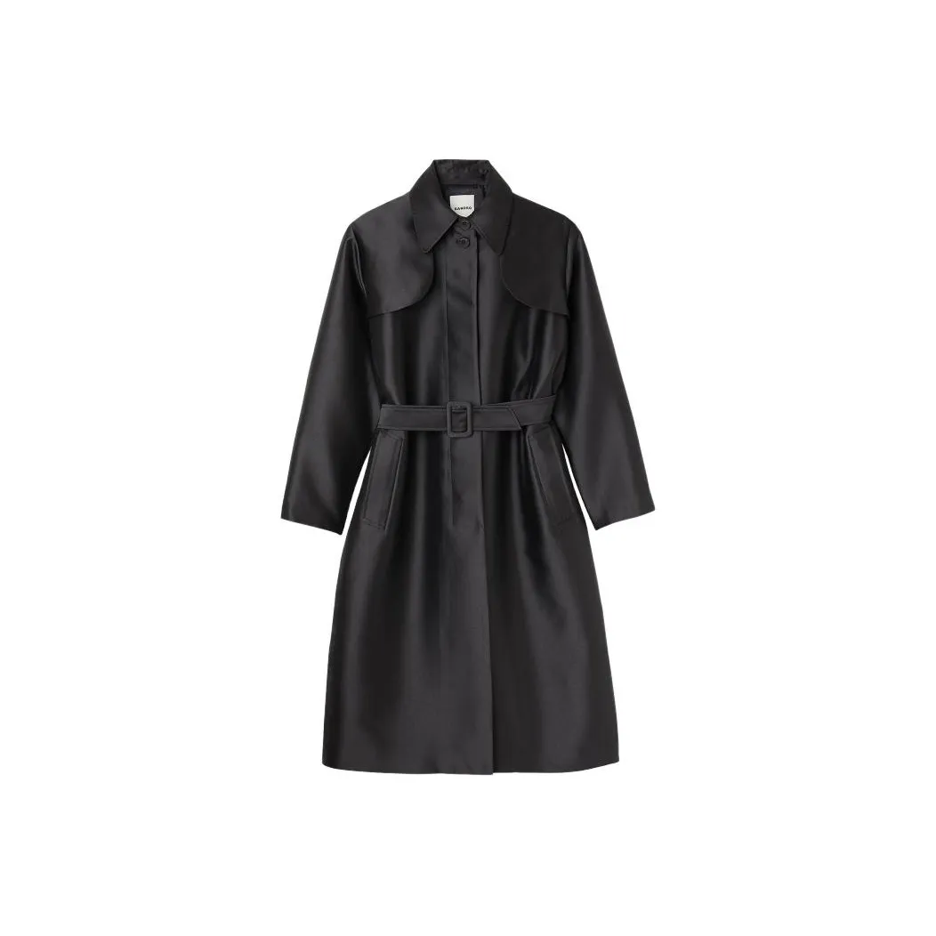 Sandro Belted Satin Trench Coat