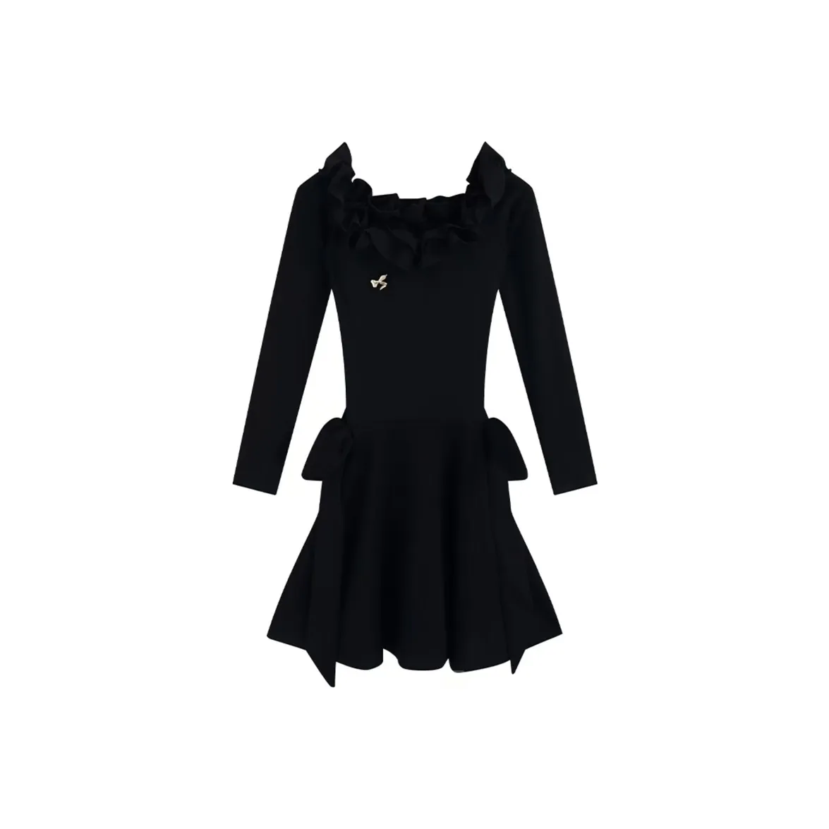 AFGGD Длинное платье с длинными рукавами женское черное