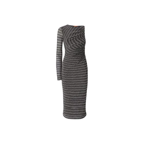 Missoni Черно-серый Цвет Женские Длинные Платья с Рукавами