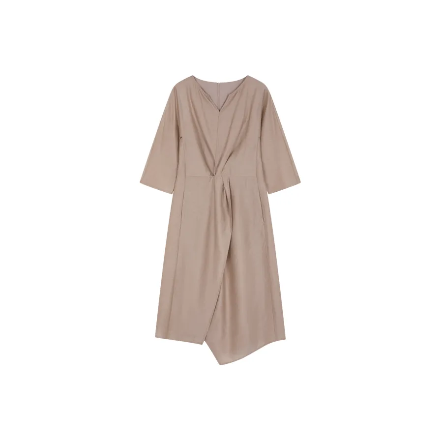 IHIMI Длинное платье с длинными рукавами женское мягкий хлопок