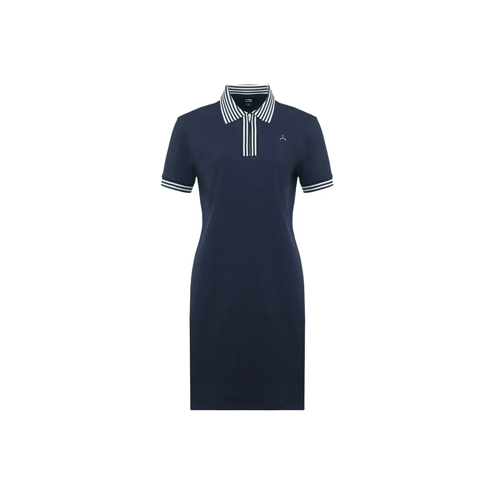 LI NING 1990 Classic Collection Короткий рукав Платье Женское Темно-морская синь