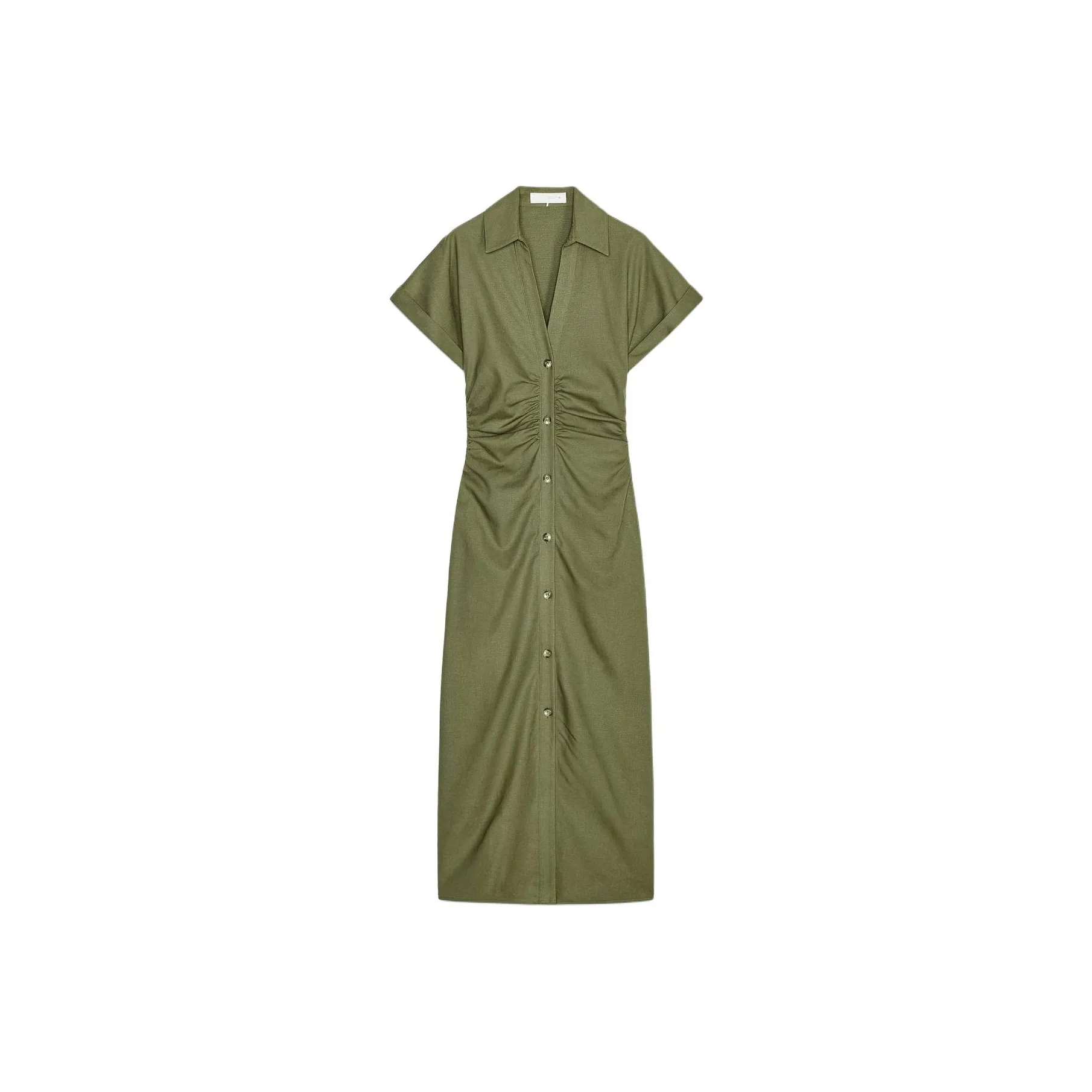 ZARA Короткий рукав Платье Женское Темный хаки