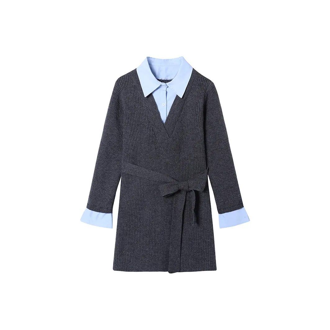 SLEEP AT 11 Длинное платье с длинными рукавами женское серого цвета