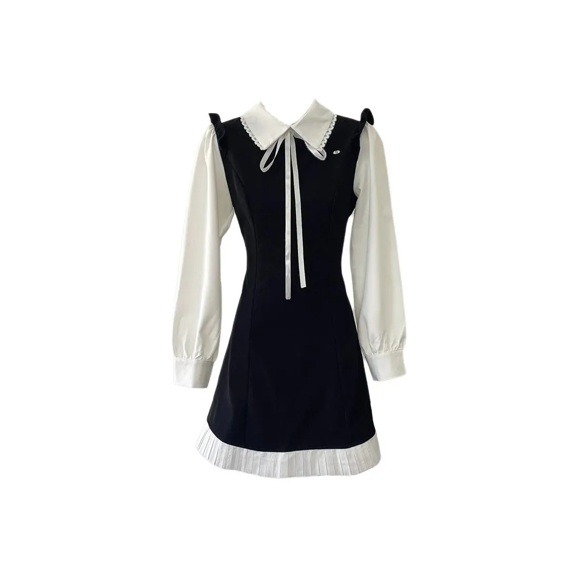 ONE PASS STUDIO Длинное платье с длинными рукавами женское черное