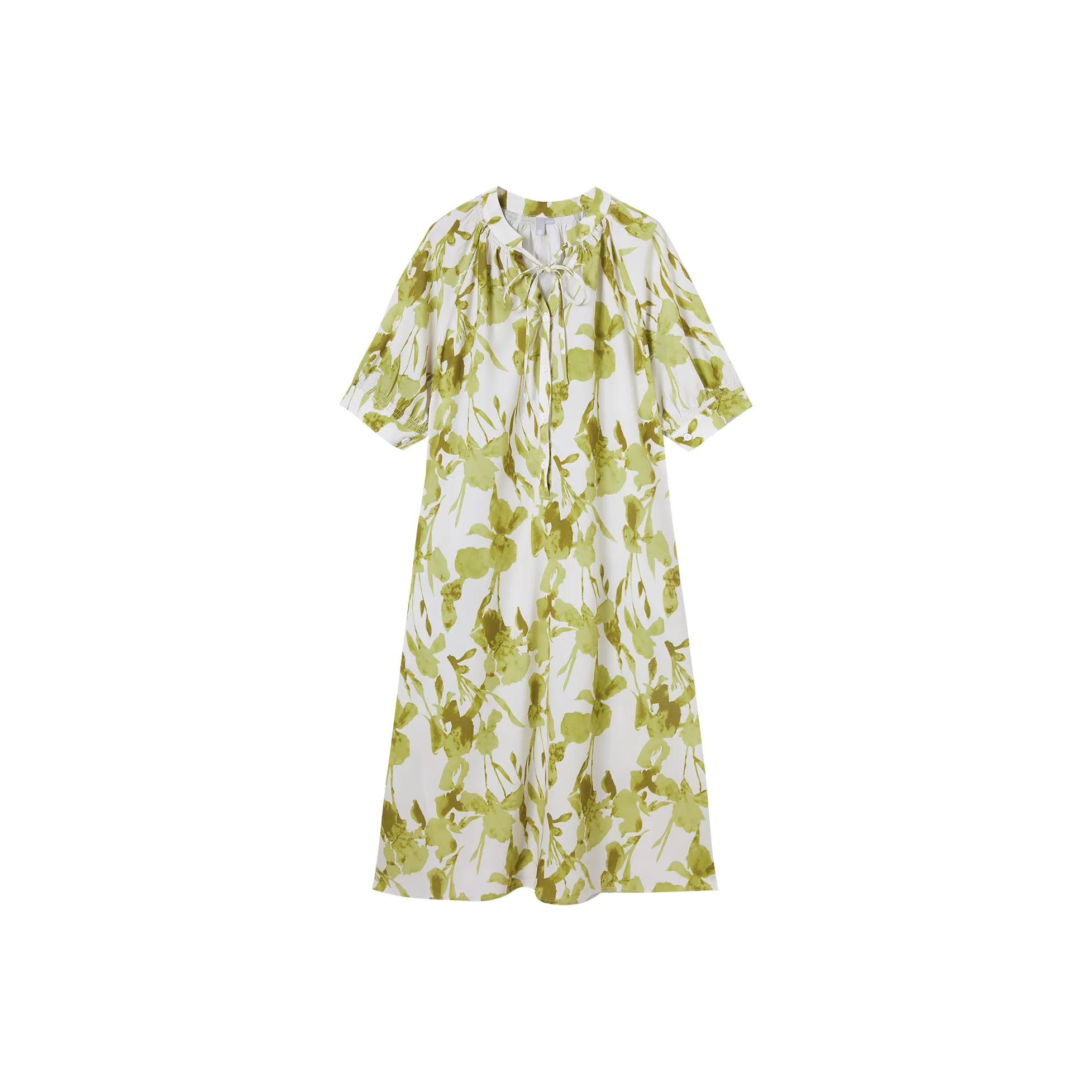 DIALOGUE Short Sleeved Dresses Women's Moss Green Floral