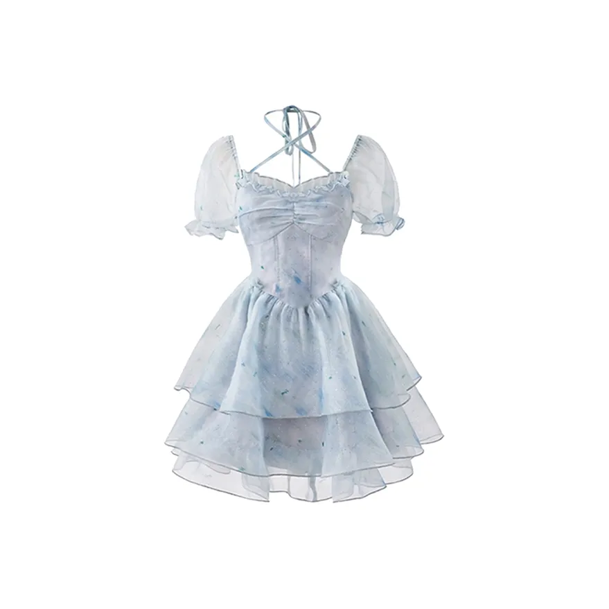 COVT Короткий рукав Платье Женское Синие Платье