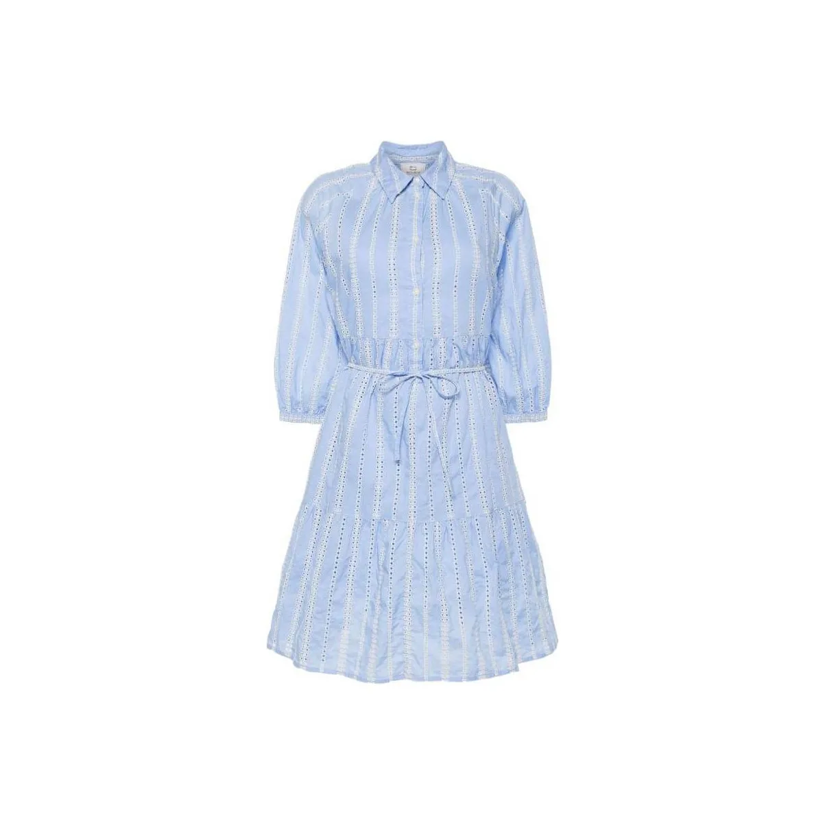 WOOLRICH Broderie Anglaise Tied Waist Shirt Dress