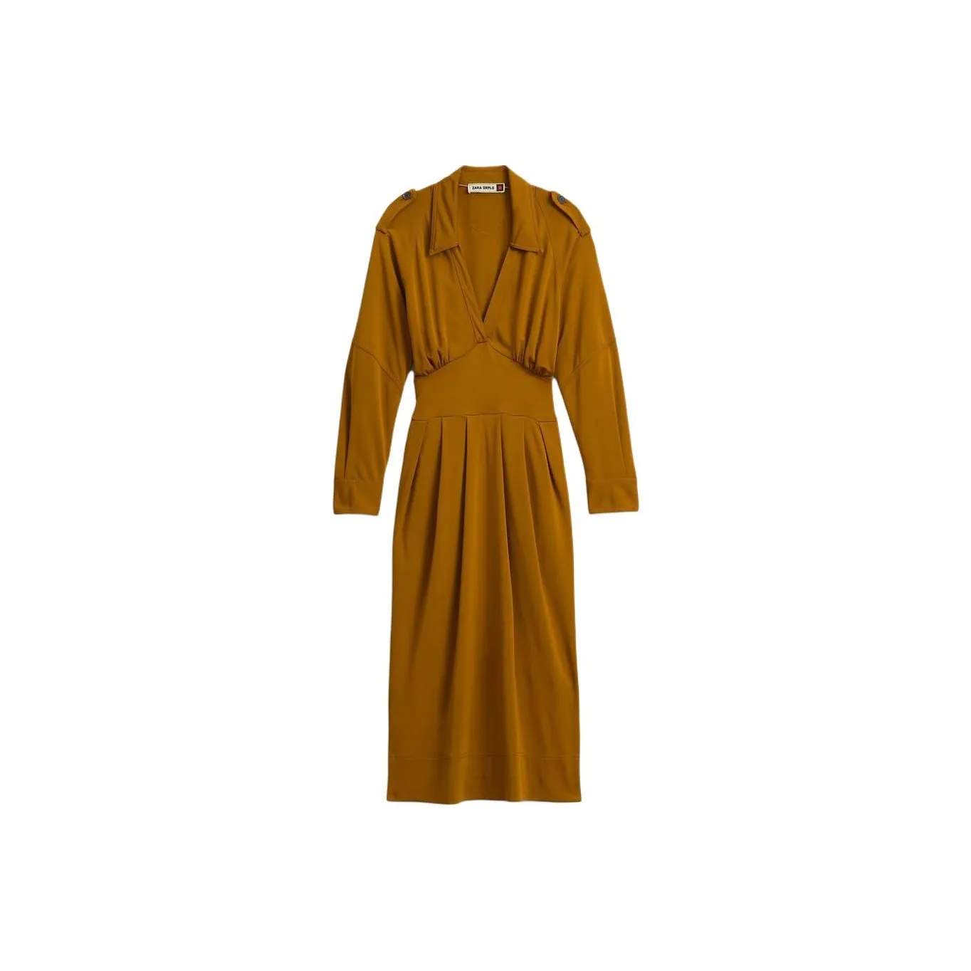 ZARA SRPLS Series Женские платья с длинным рукавом, цвет горчичный