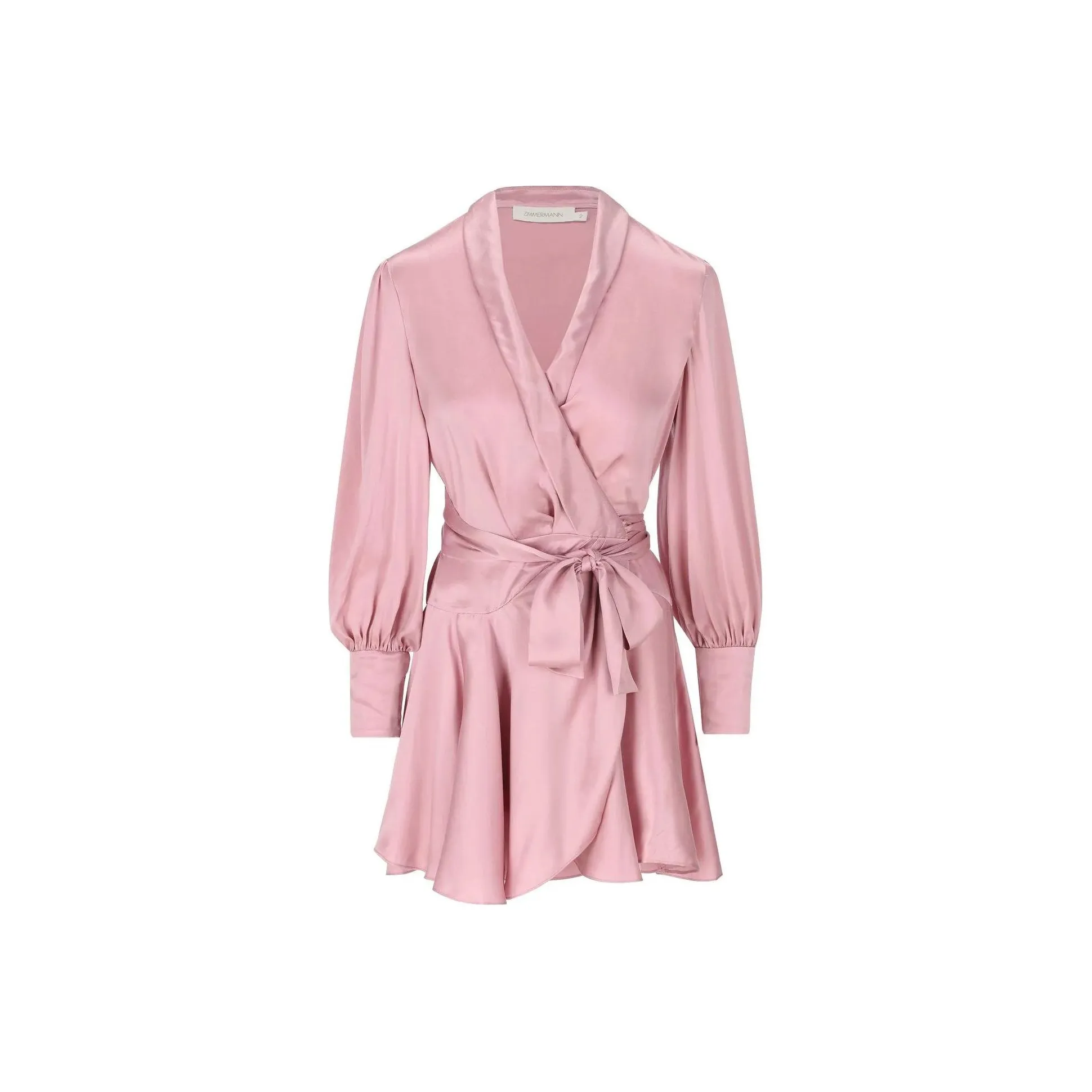 Zimmermann V Neck Satin Wrap Dress