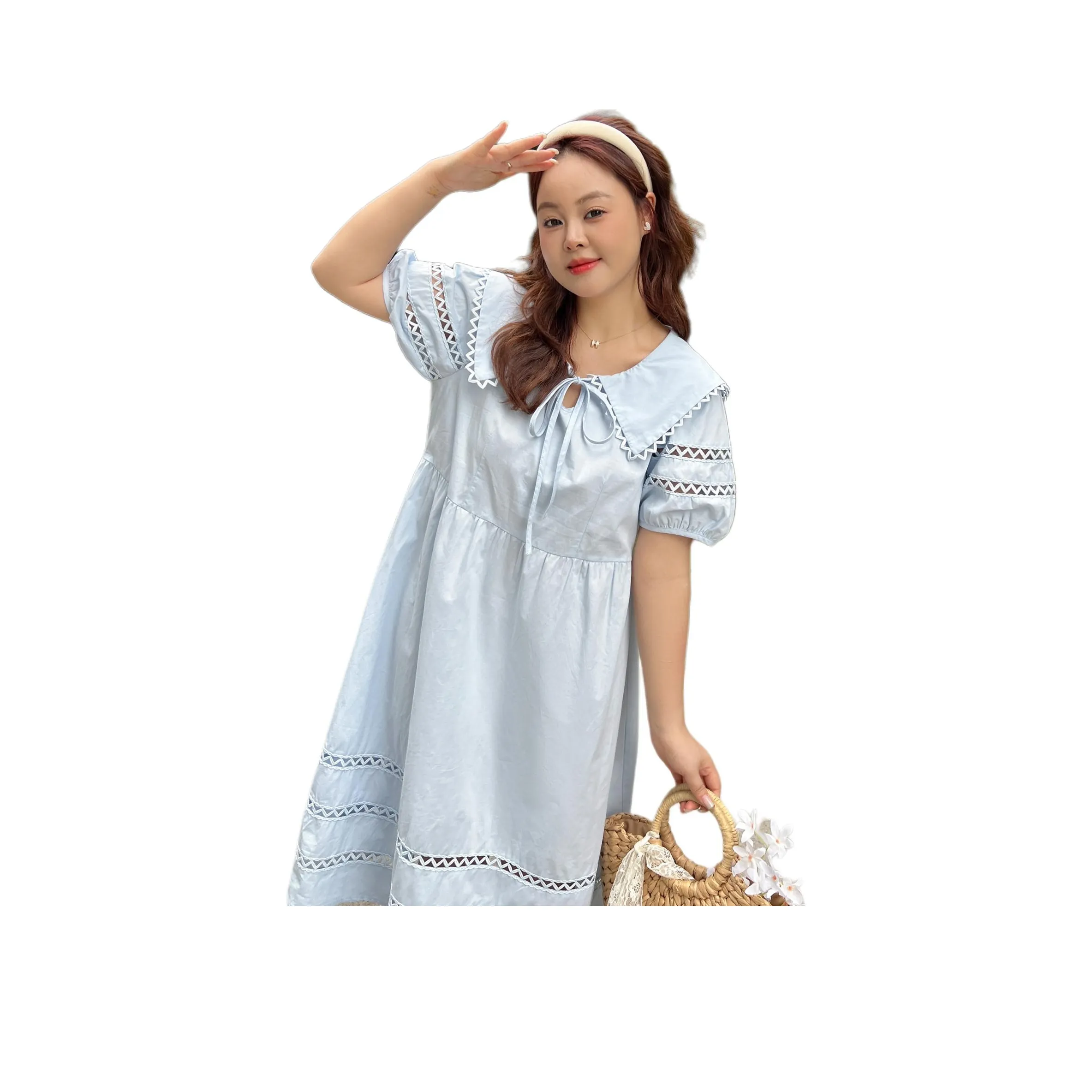 DAMABAIFENBAI Короткий рукав платье женское синий