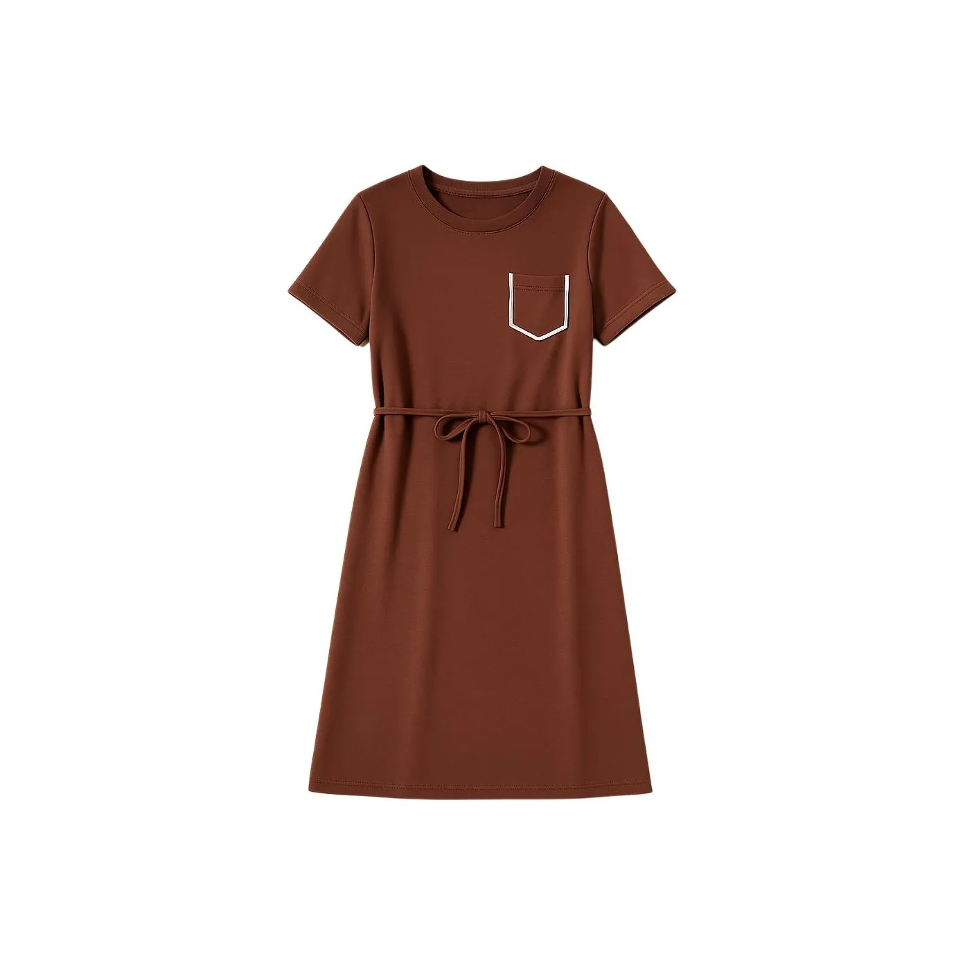 LUYOUYE Короткий рукав Платье Женское Кирпично-красное