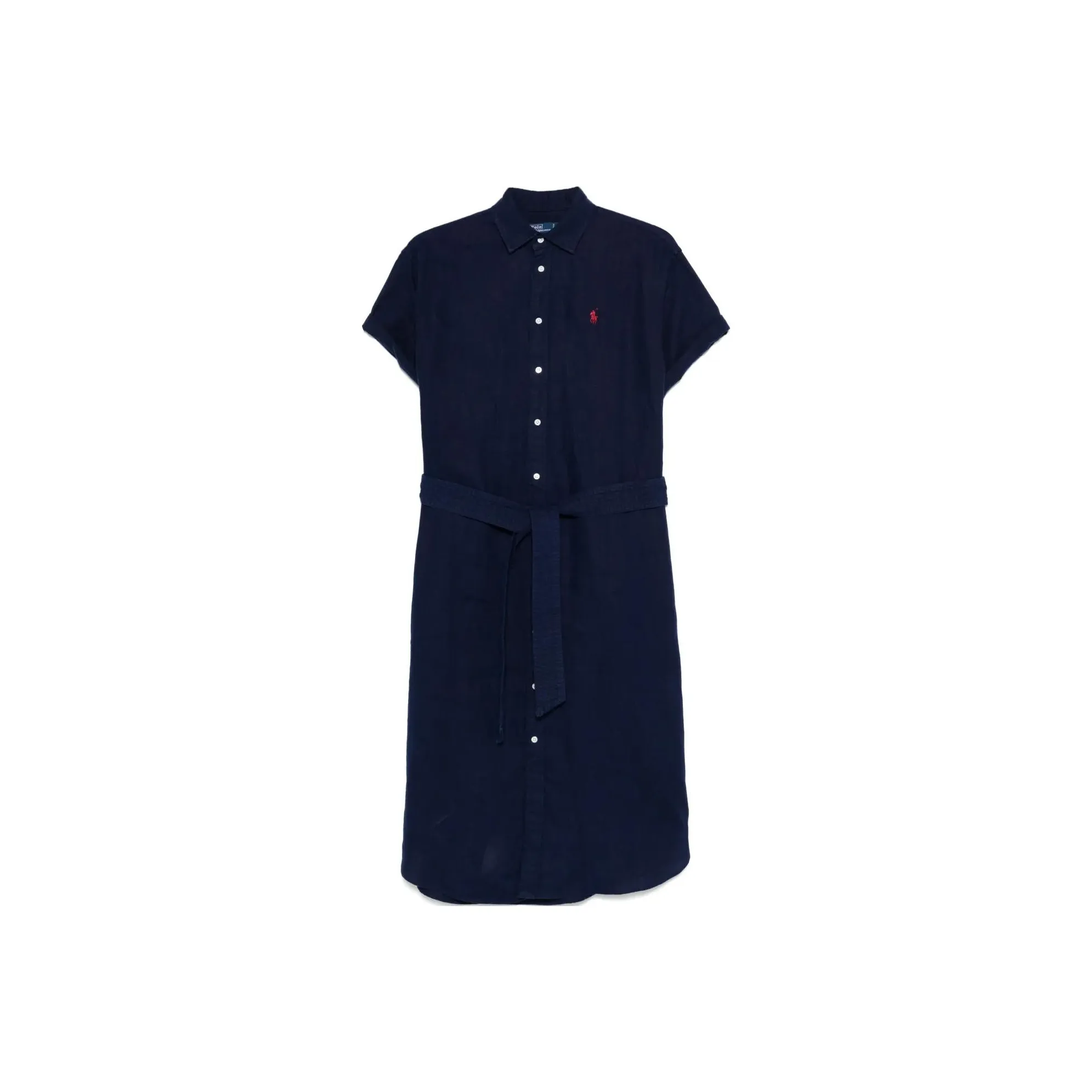 Polo Ralph Lauren Logo Embroidered Oxford Midi Shirt Dress