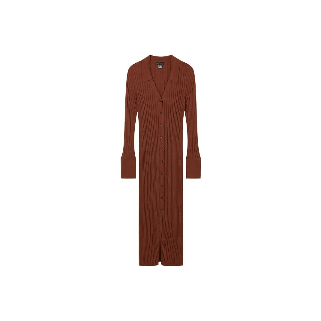 CLUB MONACO Long Sleeved Dresses Women's Red Brown