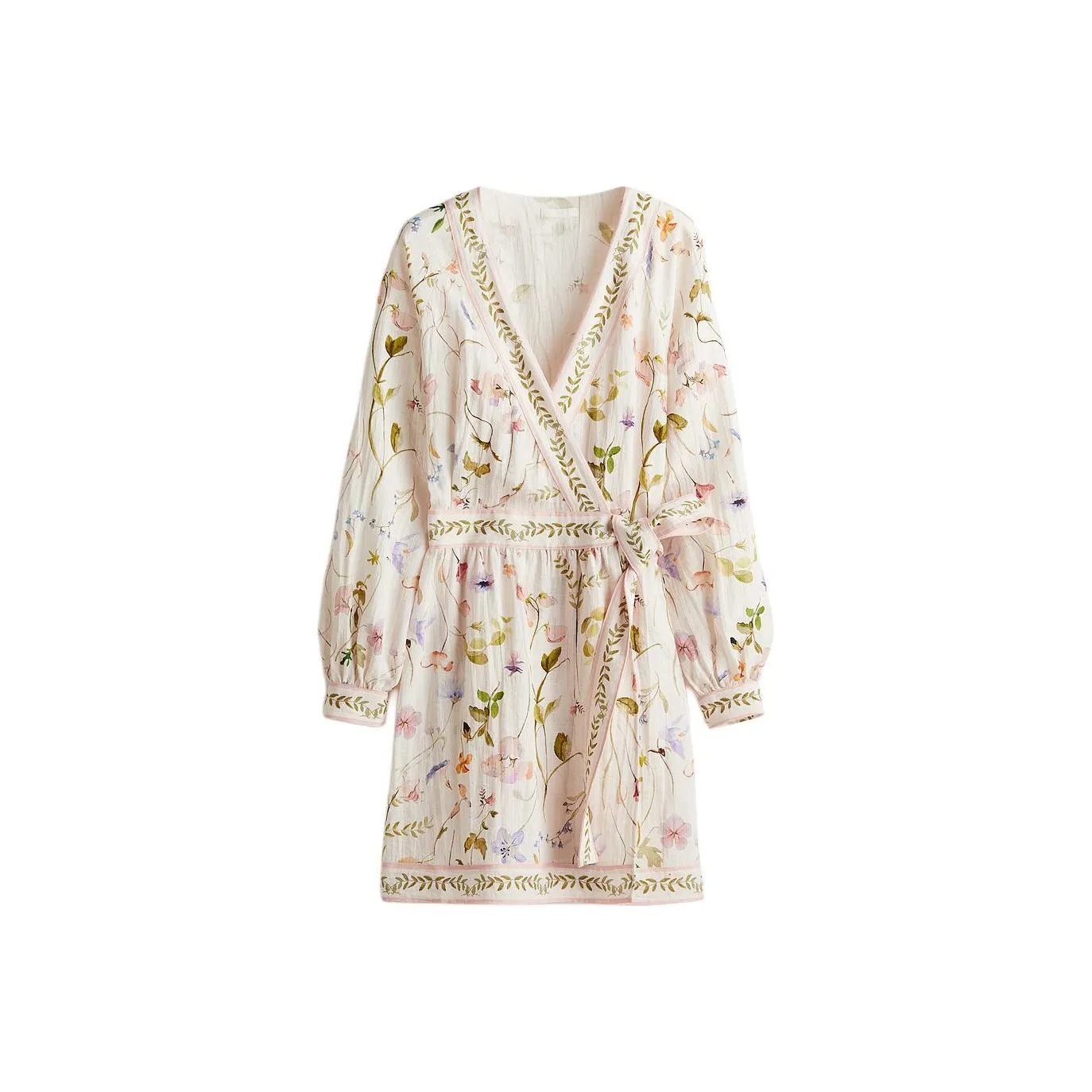 H&M Long Sleeved Dress Women's Cream/Floral