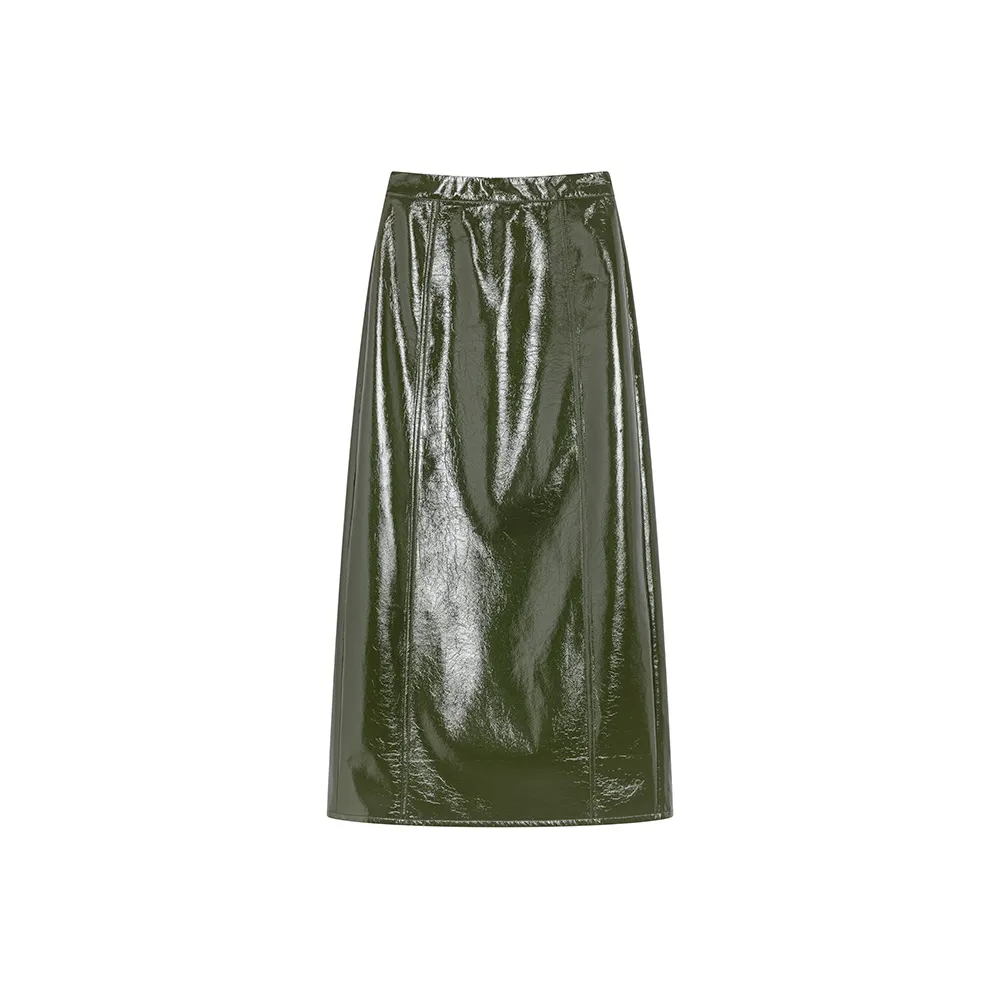 Ouyang Кожа Длинная Юбка Женская Яшма