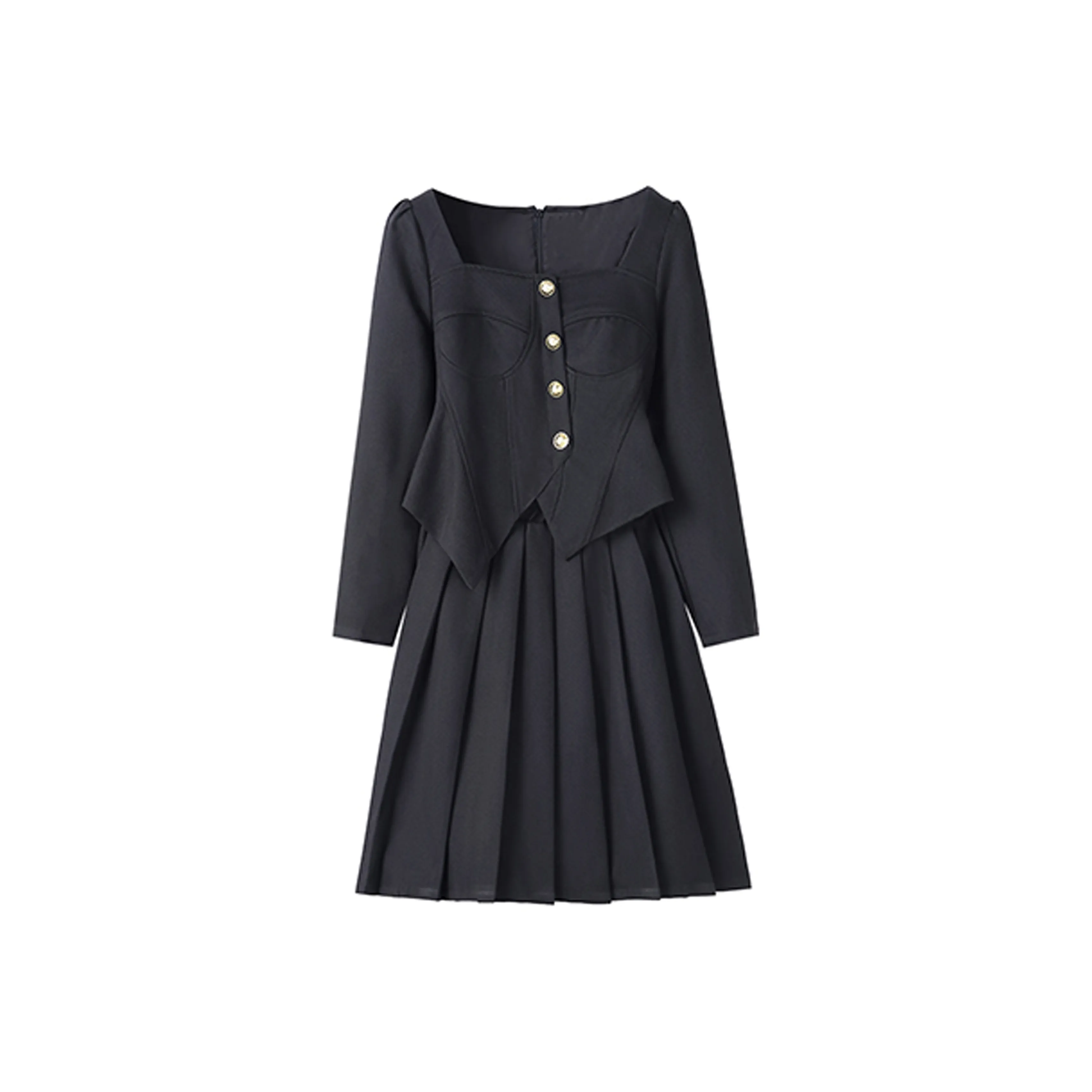 ZCDECO Длинное платье с длинным рукавом женское черное