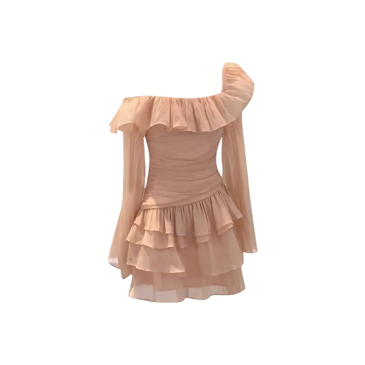 Lookinto Длинное платье с длинными рукавами женское оранжевое