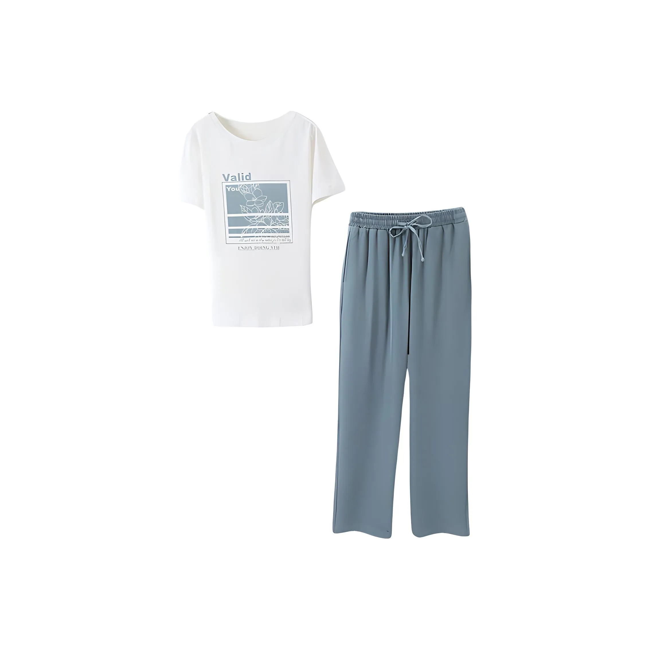 IHIMI Casual Suit Women's Blue White