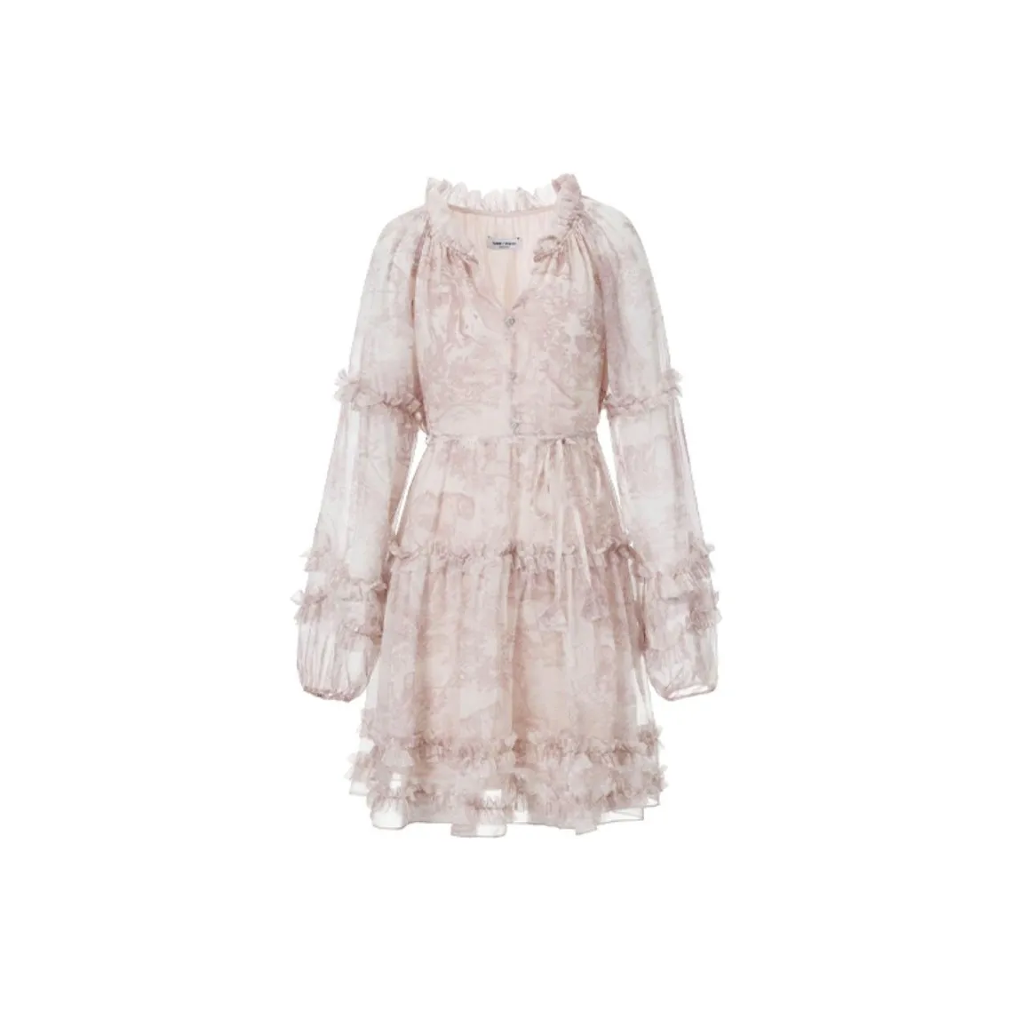 TAMMY TANGS Длинное платье с длинными рукавами женское розовый фиолетовый с принтом