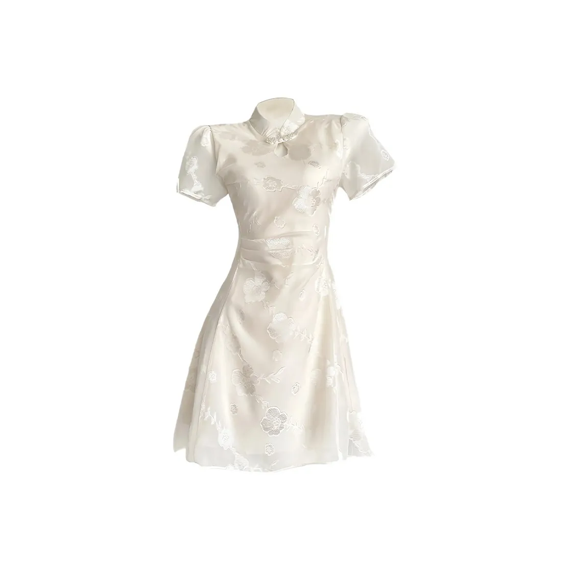 SKYA Короткий рукав Платье Женское Абрикос Укороченное