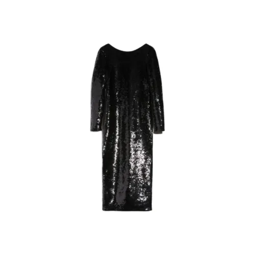 MaxMara Studio Черное Женское Длинное Платье с Рукавами