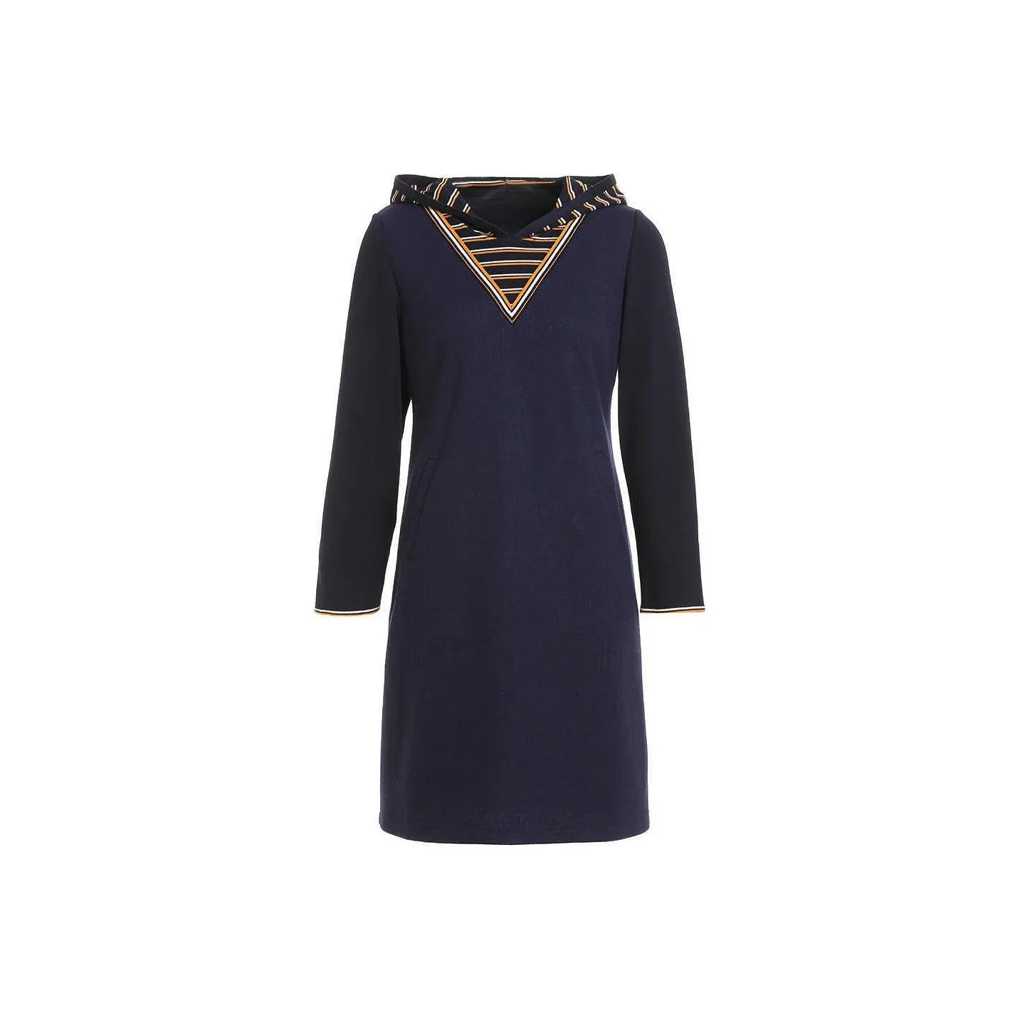 QIAOWANNI Long Sleeved Dress Women's Elegant Blue
