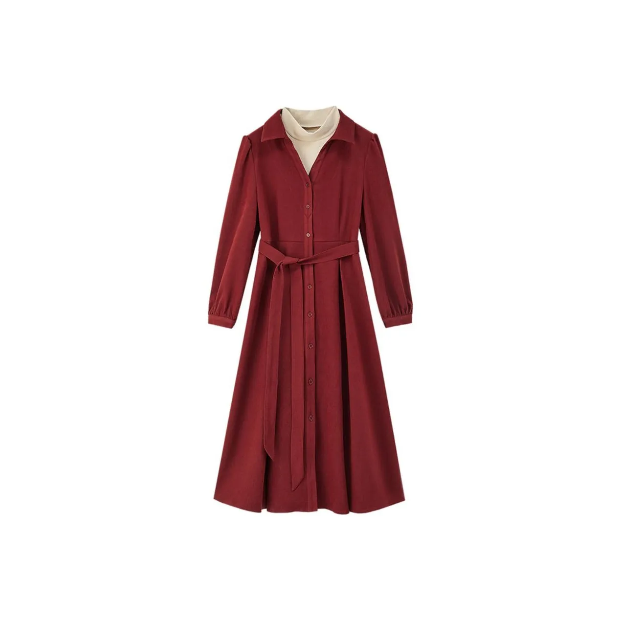 【Dme】 Длинное платье с длинными рукавами женское соусный красный