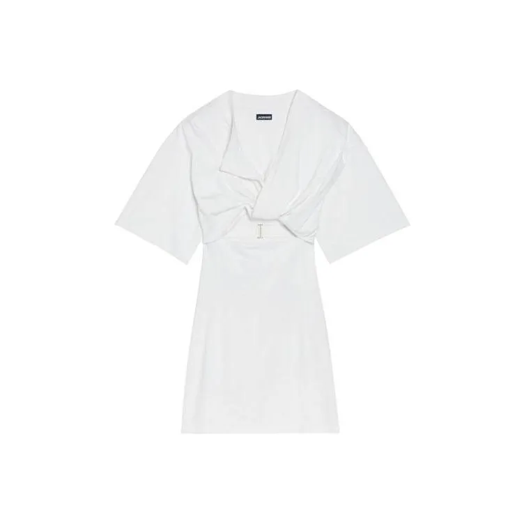 Jacquemus Белое Женское Короткое Платье с Рукавами