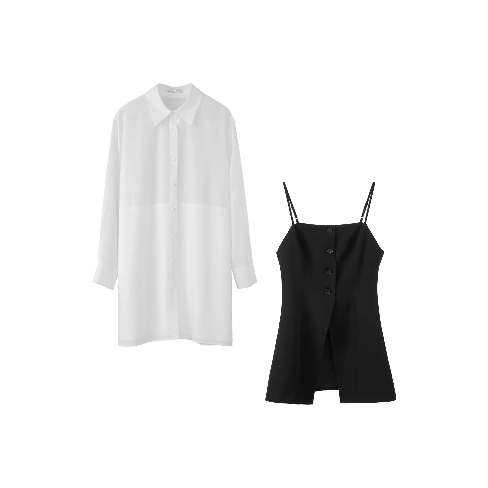 Fstudio Весна Korean Элегантность С утяжкой на талии Стильный Комплект Рубашка Женские Черный