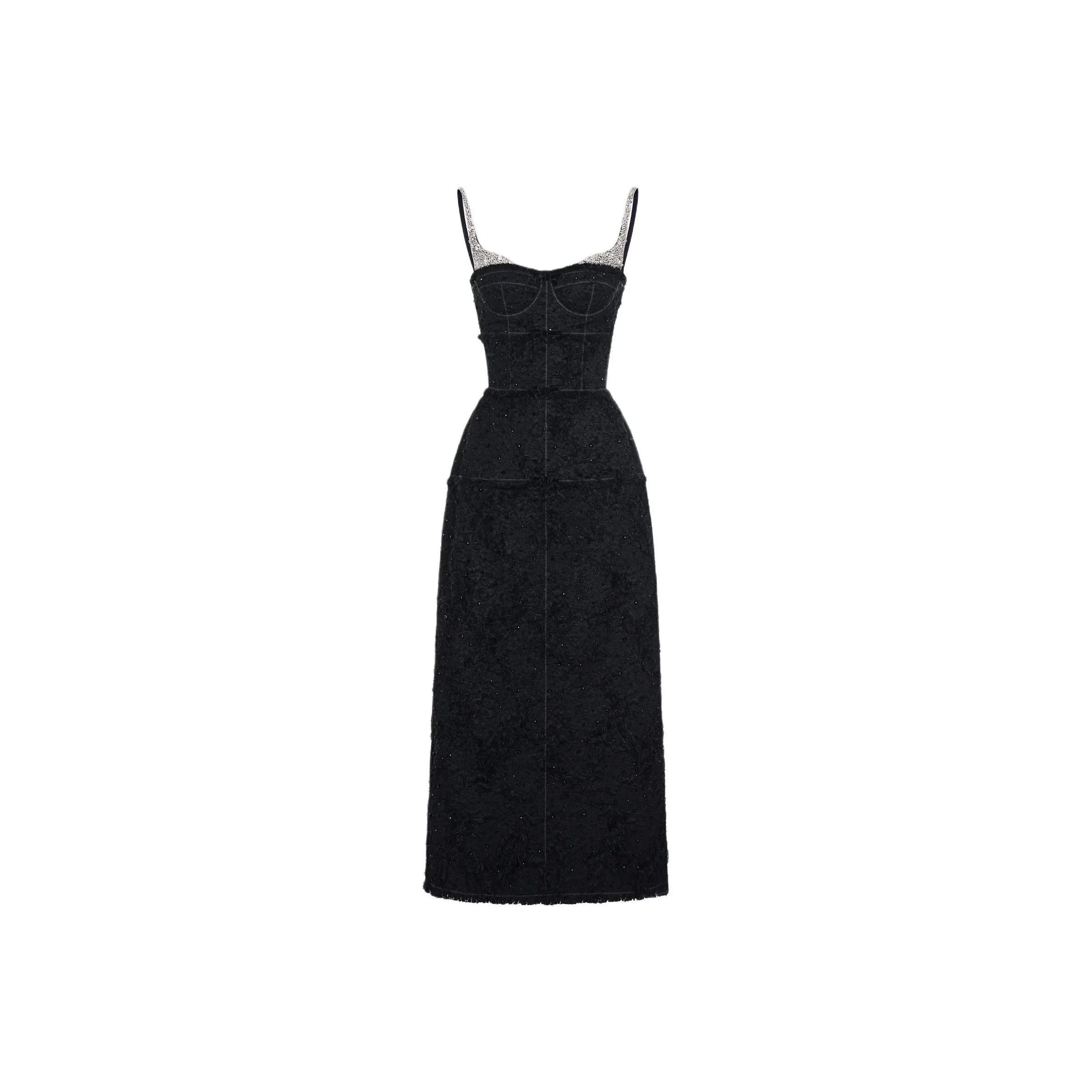 MONTSAND SS24 Crystal Beaded Dress Slip Dresses Women's Black