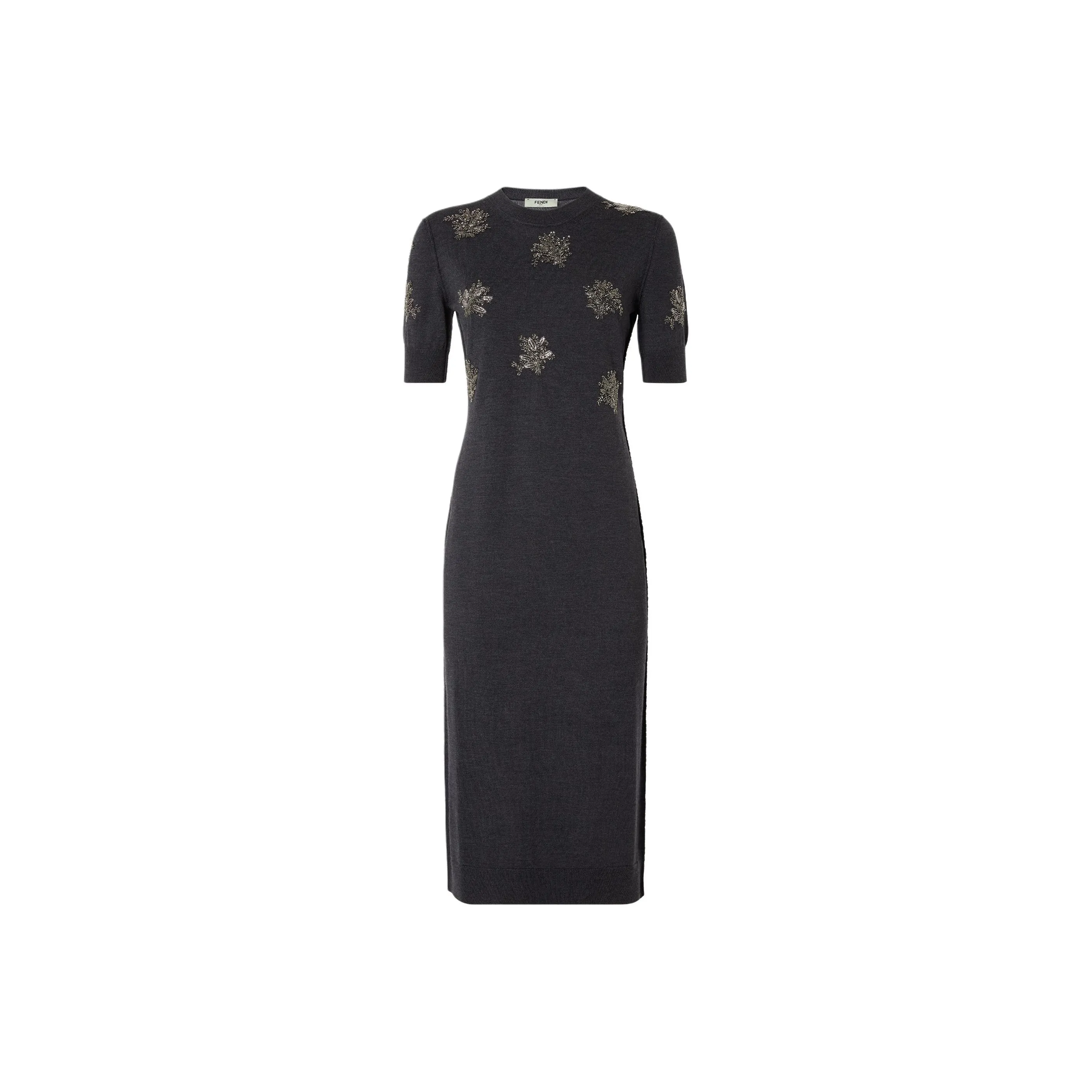 FENDI Knitted Sequined Flower Midi Dress