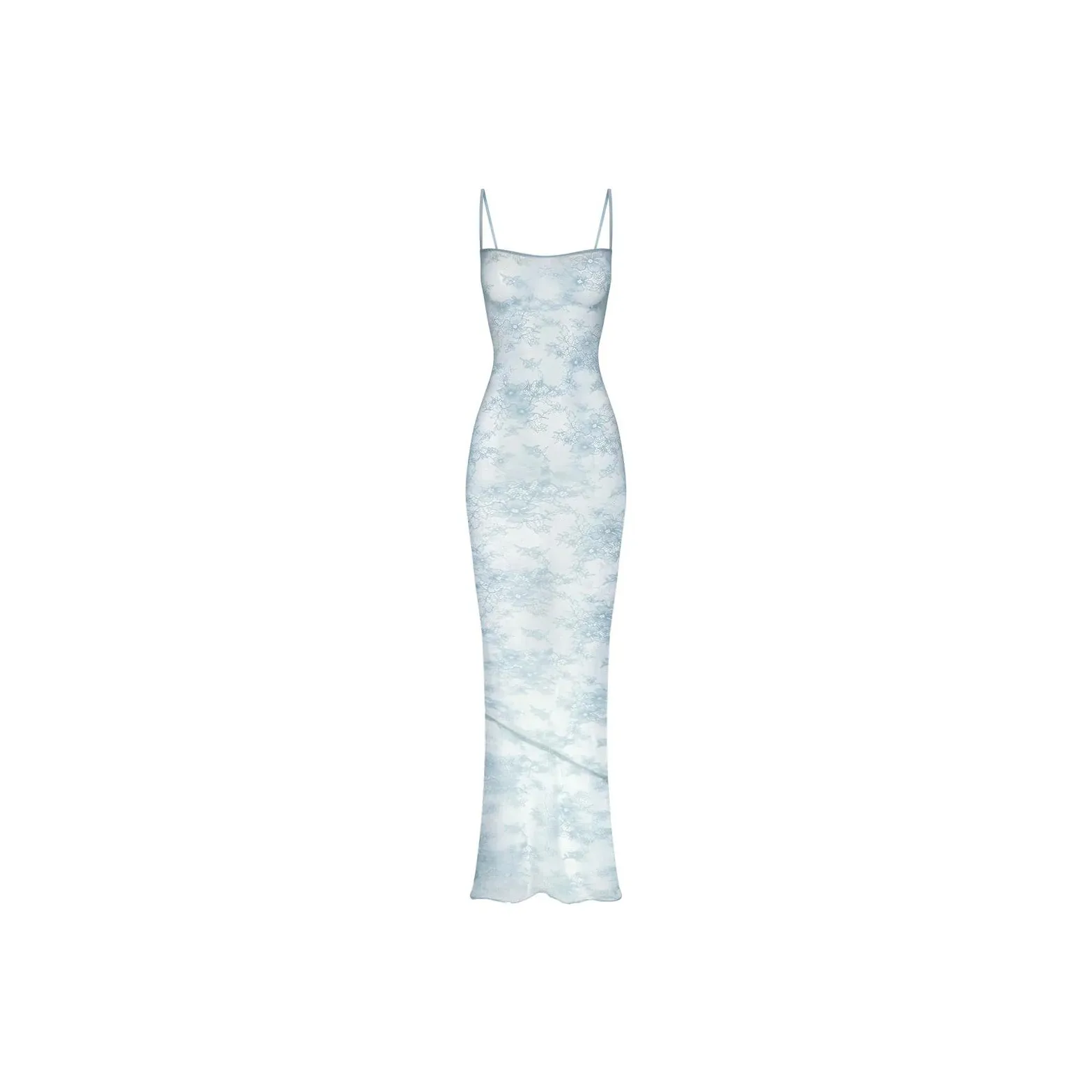 SKIMS ULTRA FINE LACE CAMI LONG DRESS Slip Dresses Women's DENIM/Denim