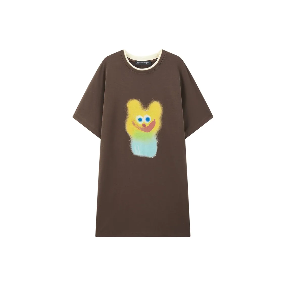 PEACEBIRD Короткий рукав Платье Женское Коричневое