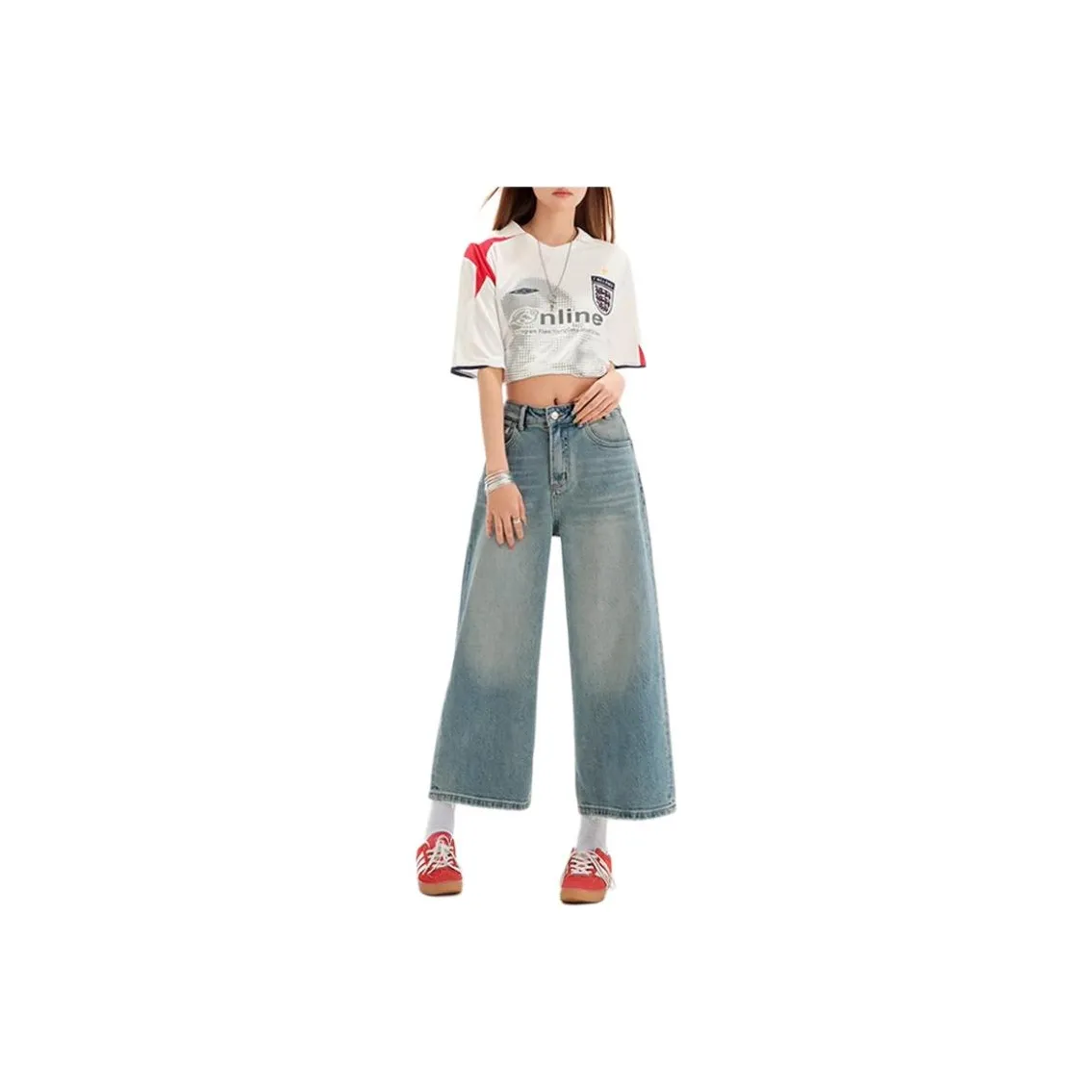 ZYZA Джинсы Женские Винтажные Синий Cropped Брюки