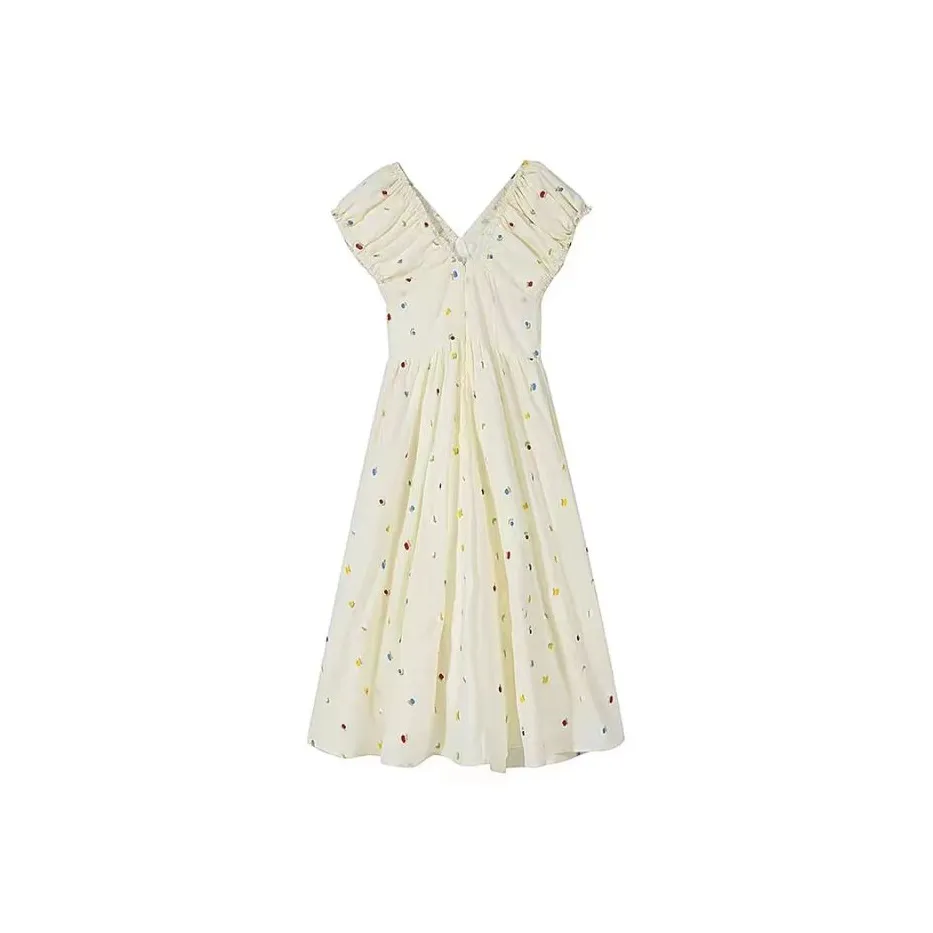 PUREIDOL Короткий рукав платье женское радужный вышивка