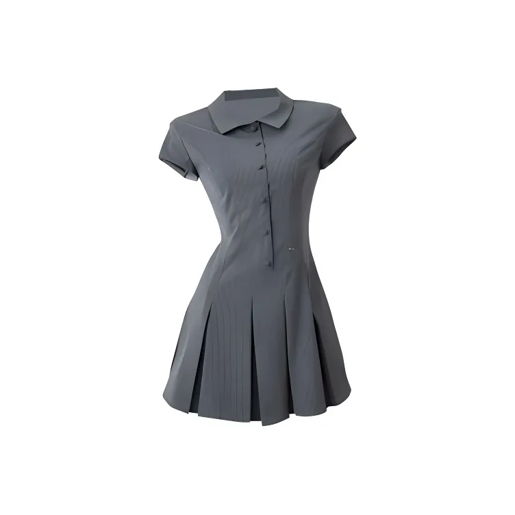 KKX Короткий рукав Платье Женское Преппи Серый