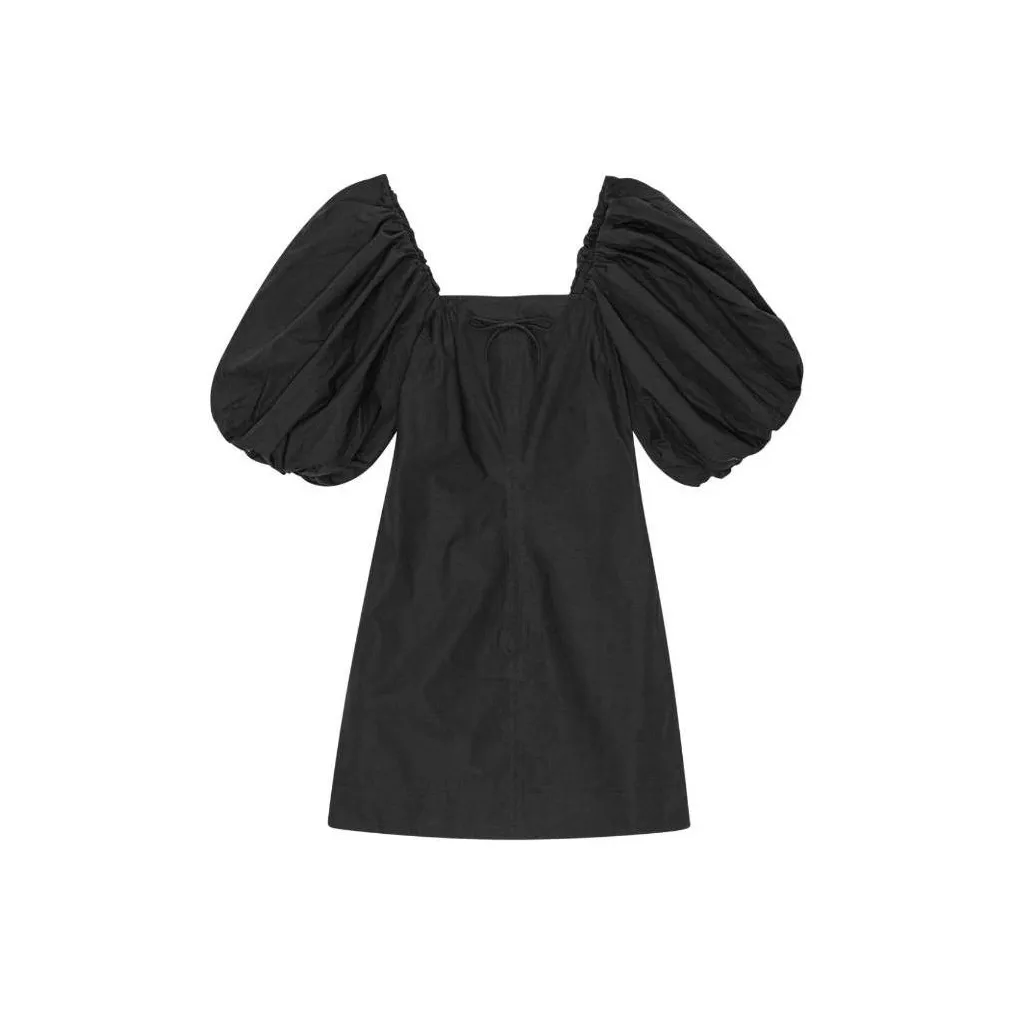 GANNI Короткое платье с короткими рукавами женское черное