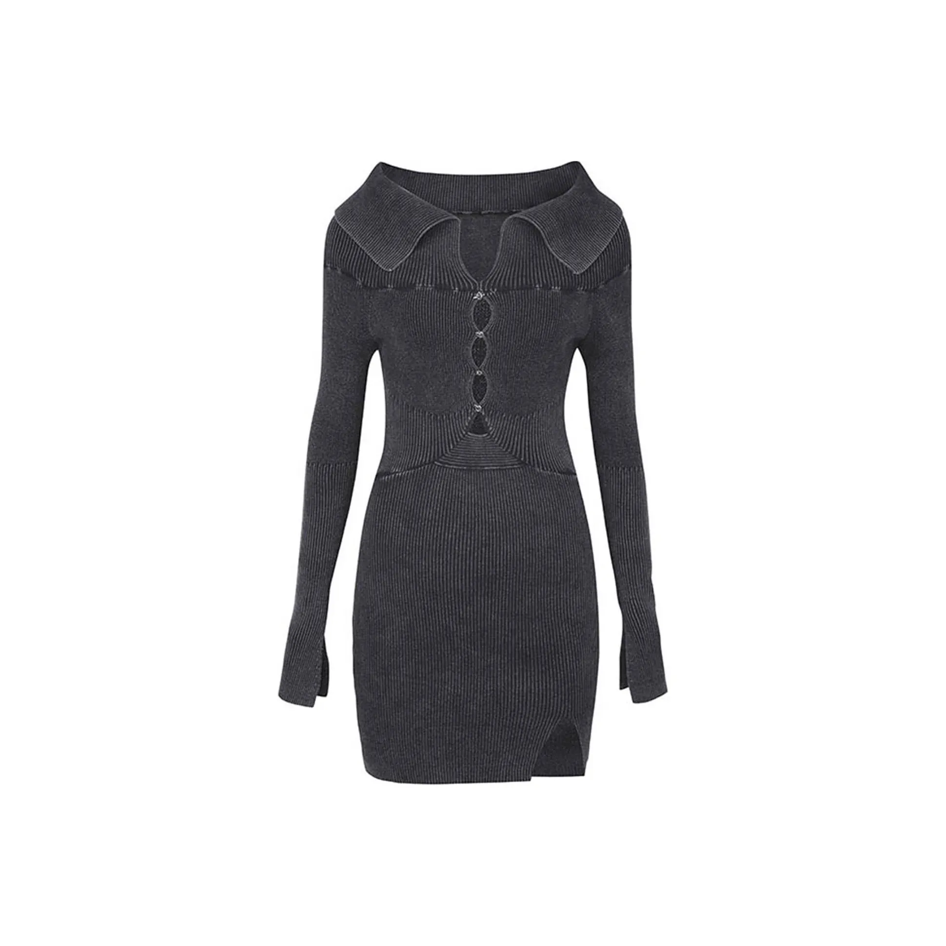 Guuka Hero Длинное платье с длинными рукавами женское темно-серое