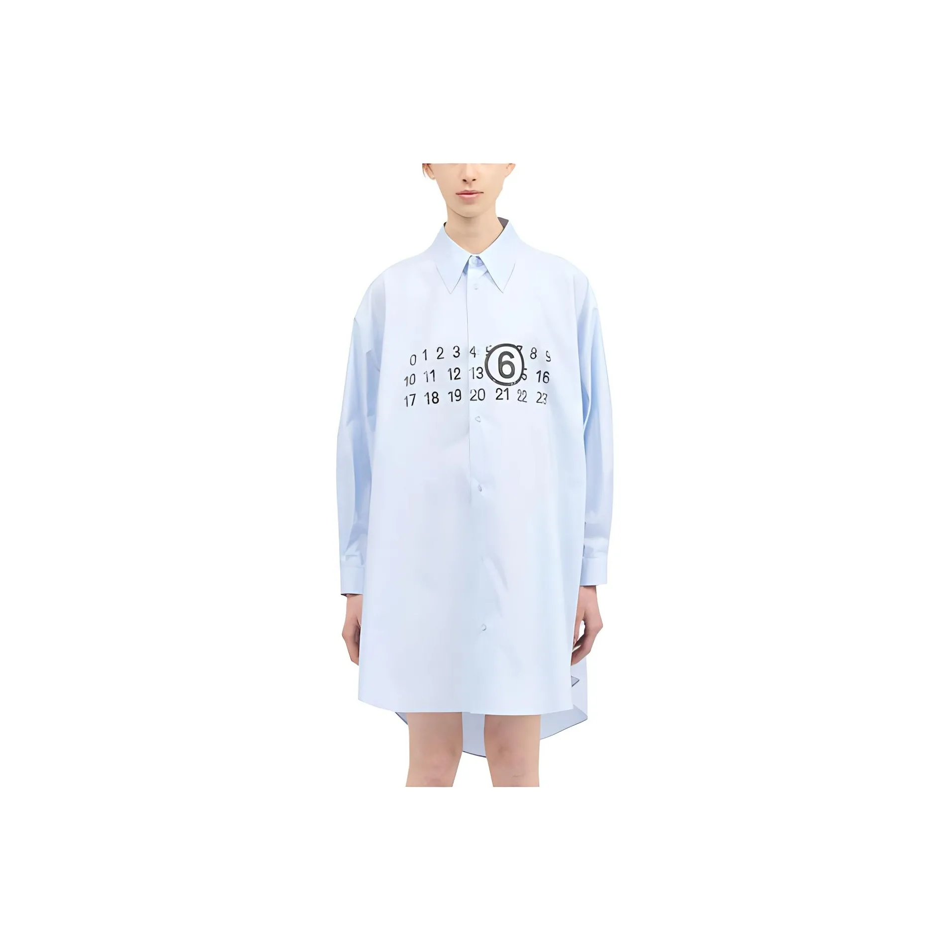 MM6 Maison Margiela Logo Printed Midi Shirt Dress