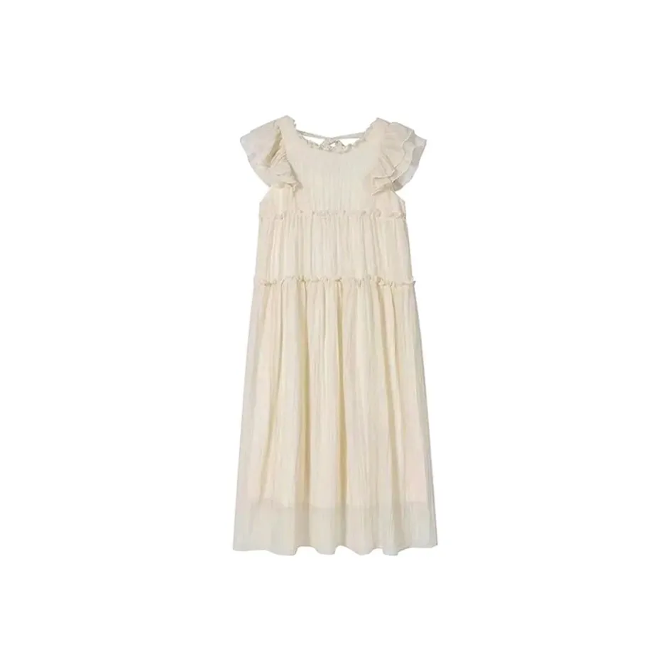 ETSE Short Sleeved Dresses Women's Apricot