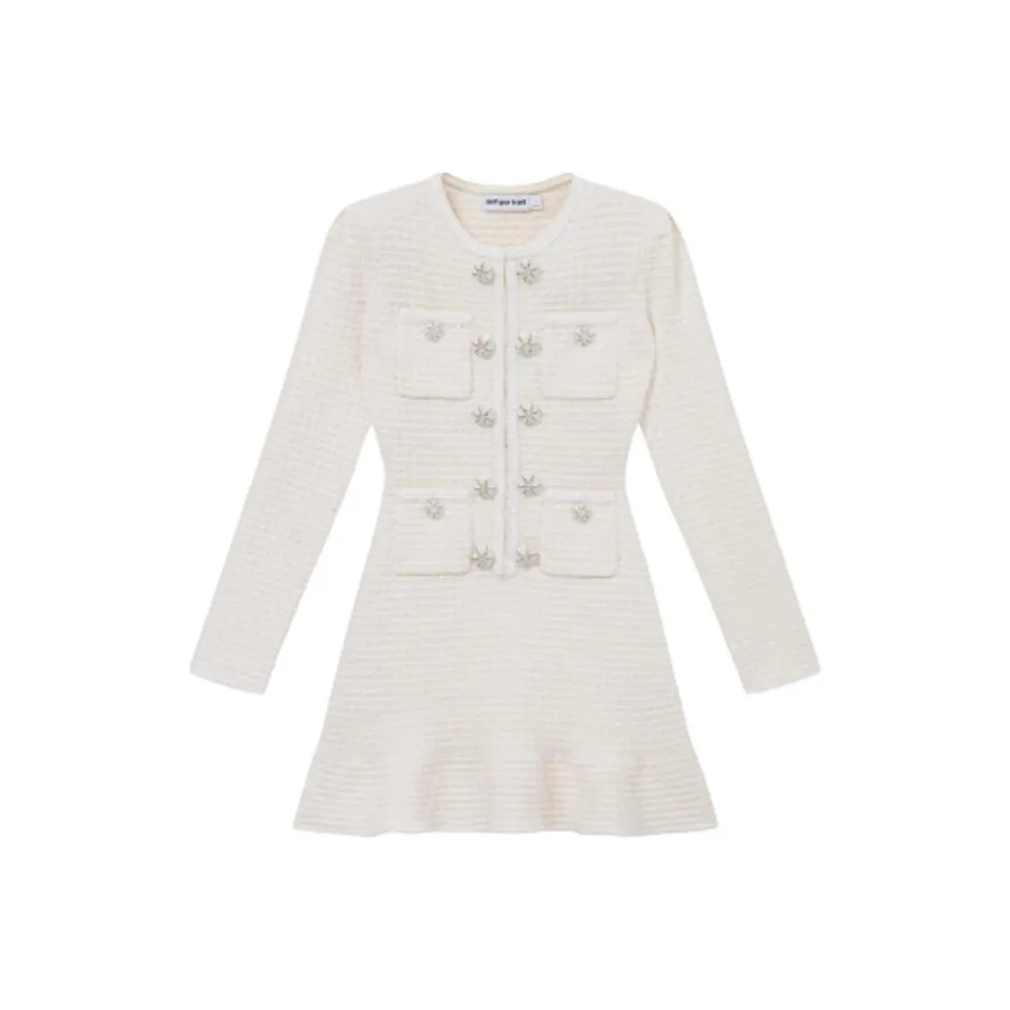 Self portrait Long Sleeved Dresses Women's Ivory White