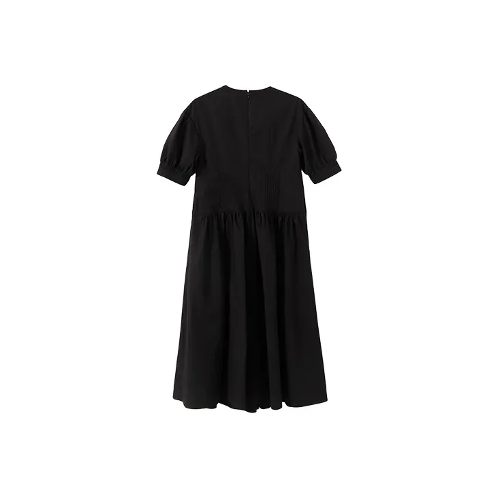 YUMOMO STAR Простое черное женское короткое платье с рукавами