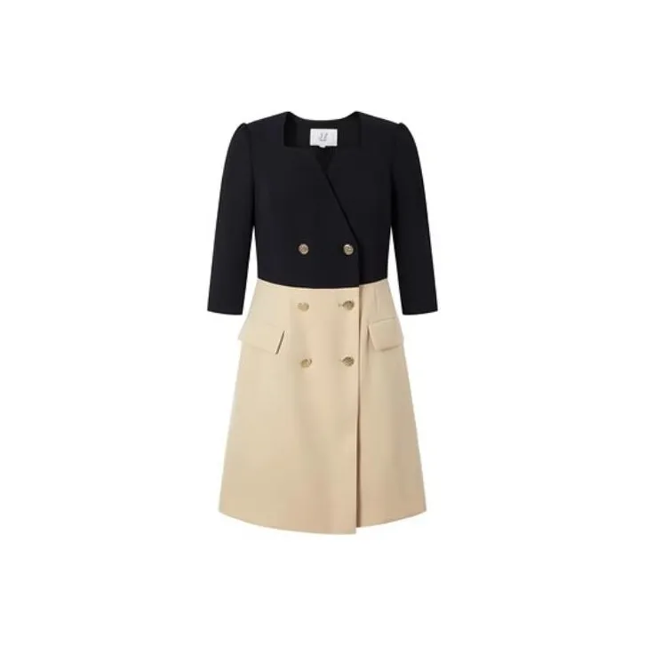 JZ. ANNAKRO Темно-синий Женские Длинные Платья с Рукавами