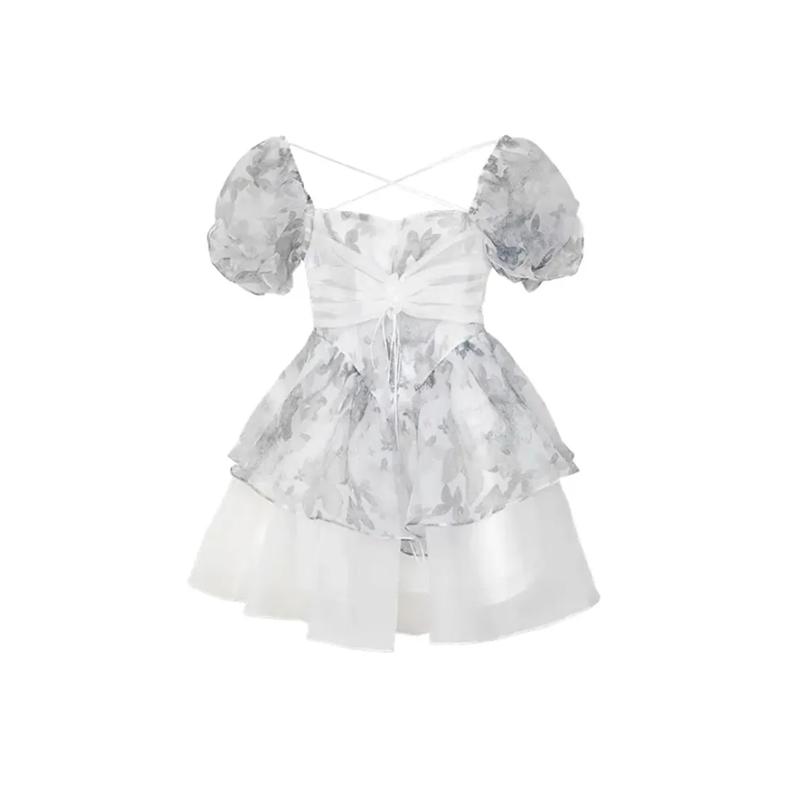 SKYA Короткий рукав Платье Женское Серый Белый