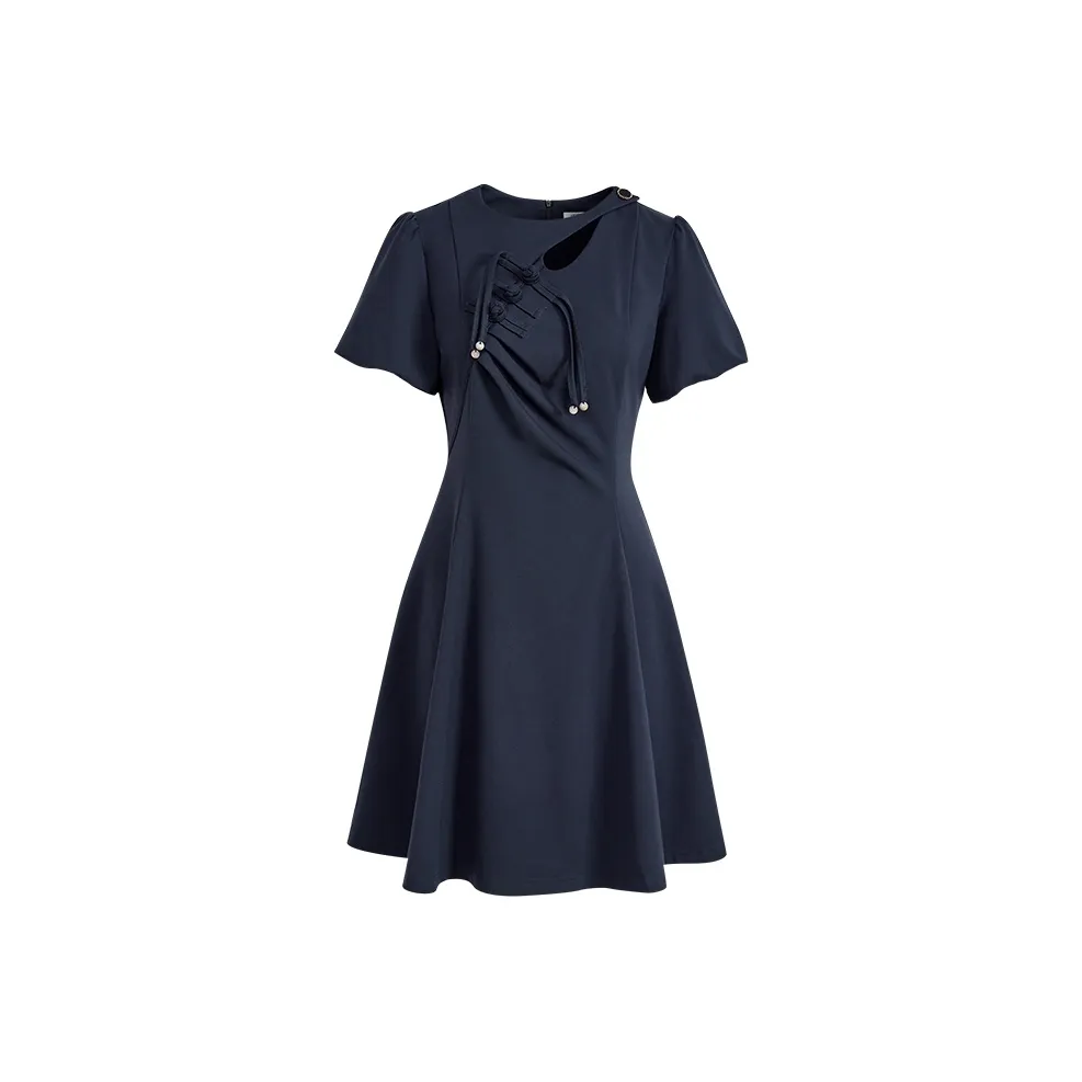 KUOSE SS24 Short Sleeved Dress Women's Navy Blue