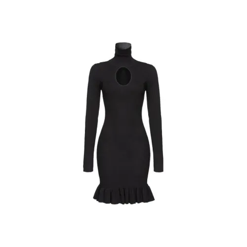 PINKO Черное Женское Длинное Платье с Рукавами