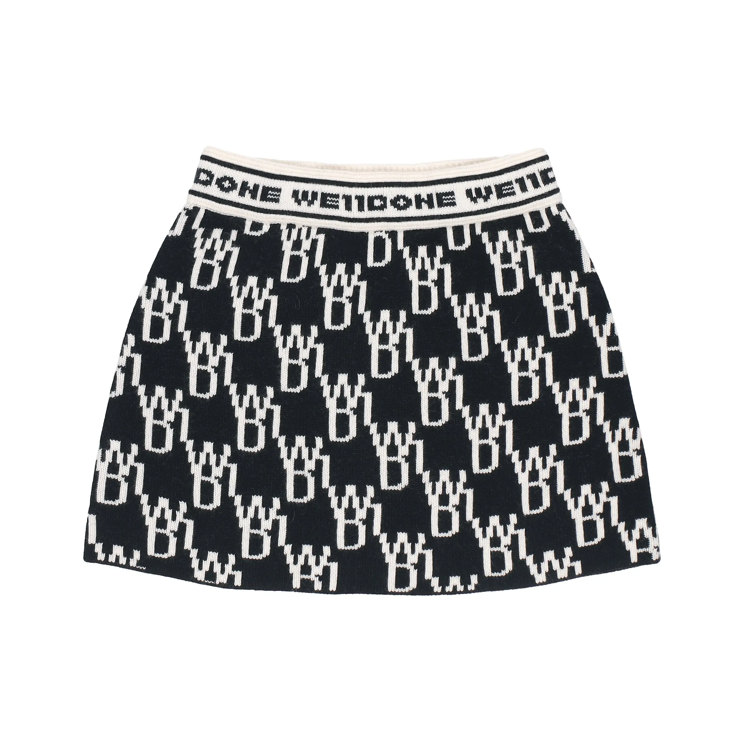 WE11DONE WD1 All Over Logo Knit Mini Skirt 'Black'